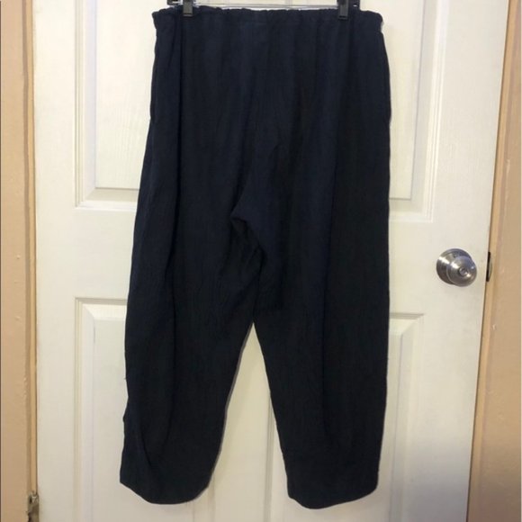 Niche Vintage Linen Blend Cropped Pants Black - Picture 4 of 10